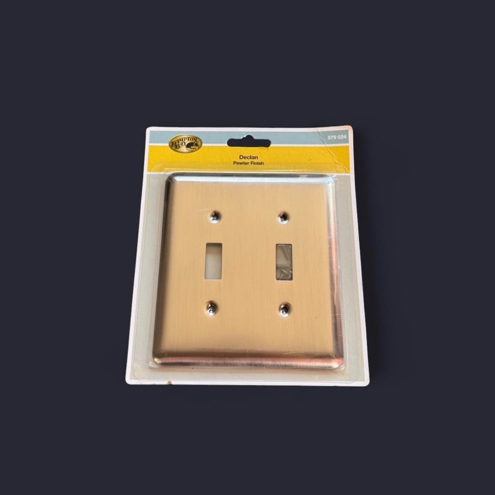 NWT Hampton Bay Declan Pewter 2-Toggle Wall Plate